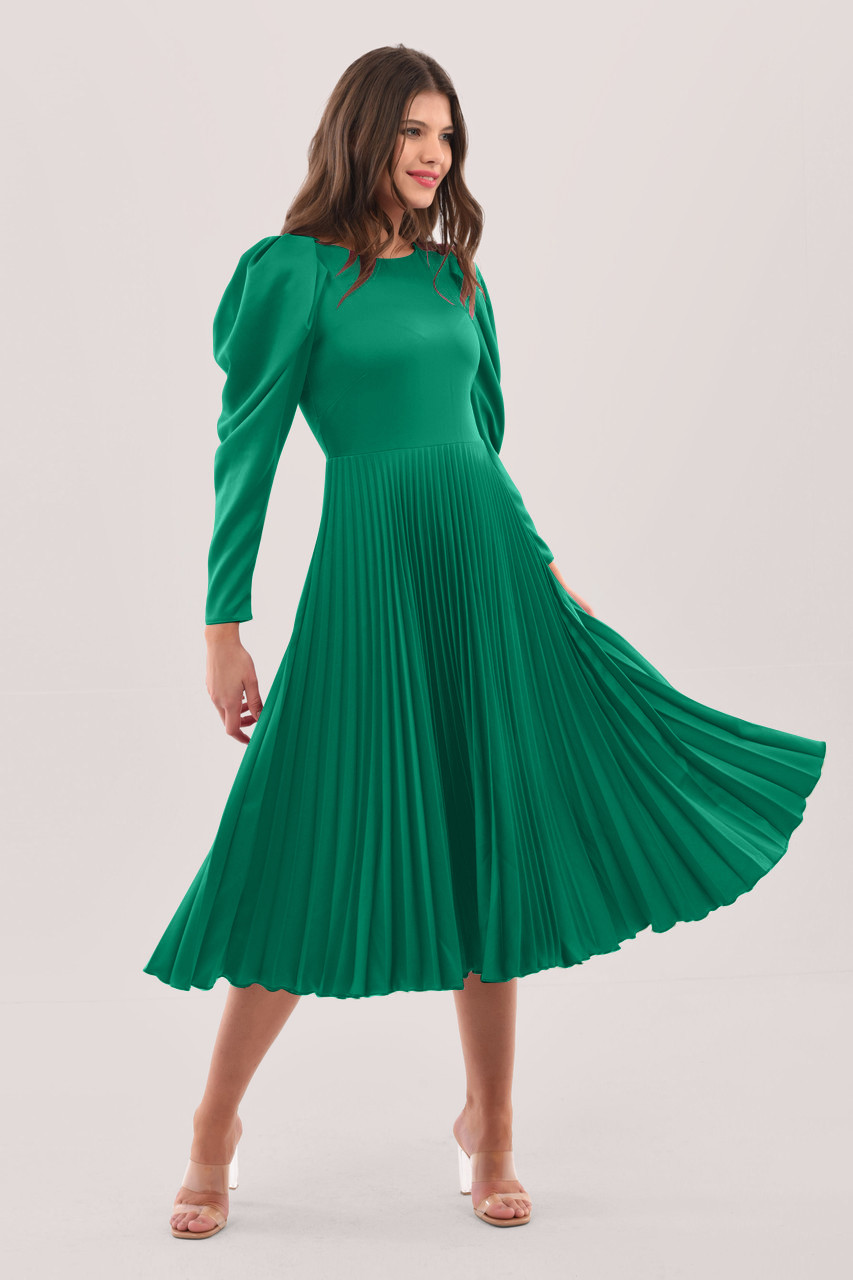 Closet London | Emerald Green Pleated Midi Dress