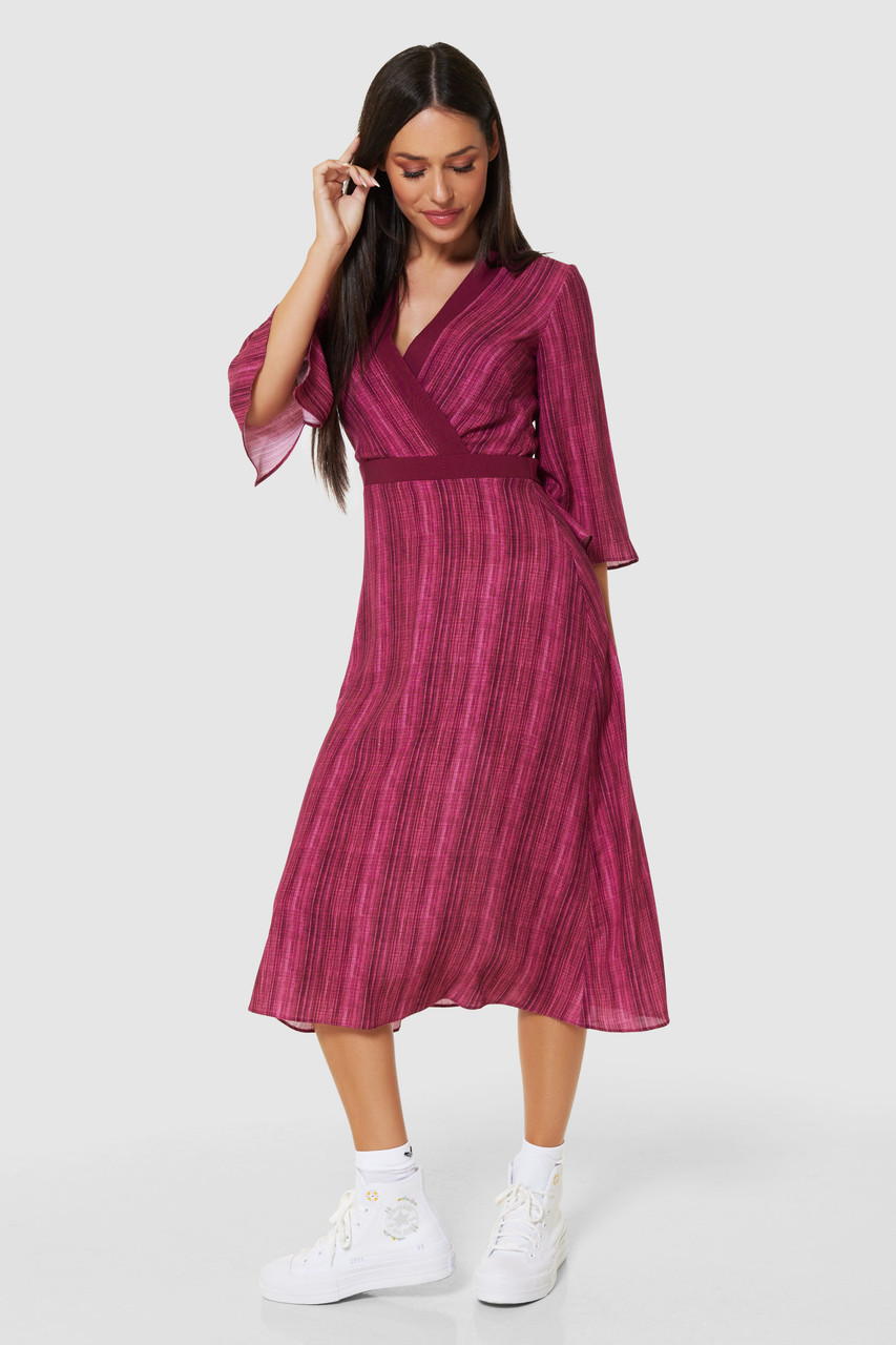 Closet London  Burgundy Velvet Wrap A-line Dress