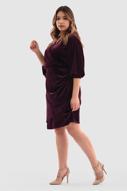 Closet London  Burgundy Velvet Wrap A-line Dress