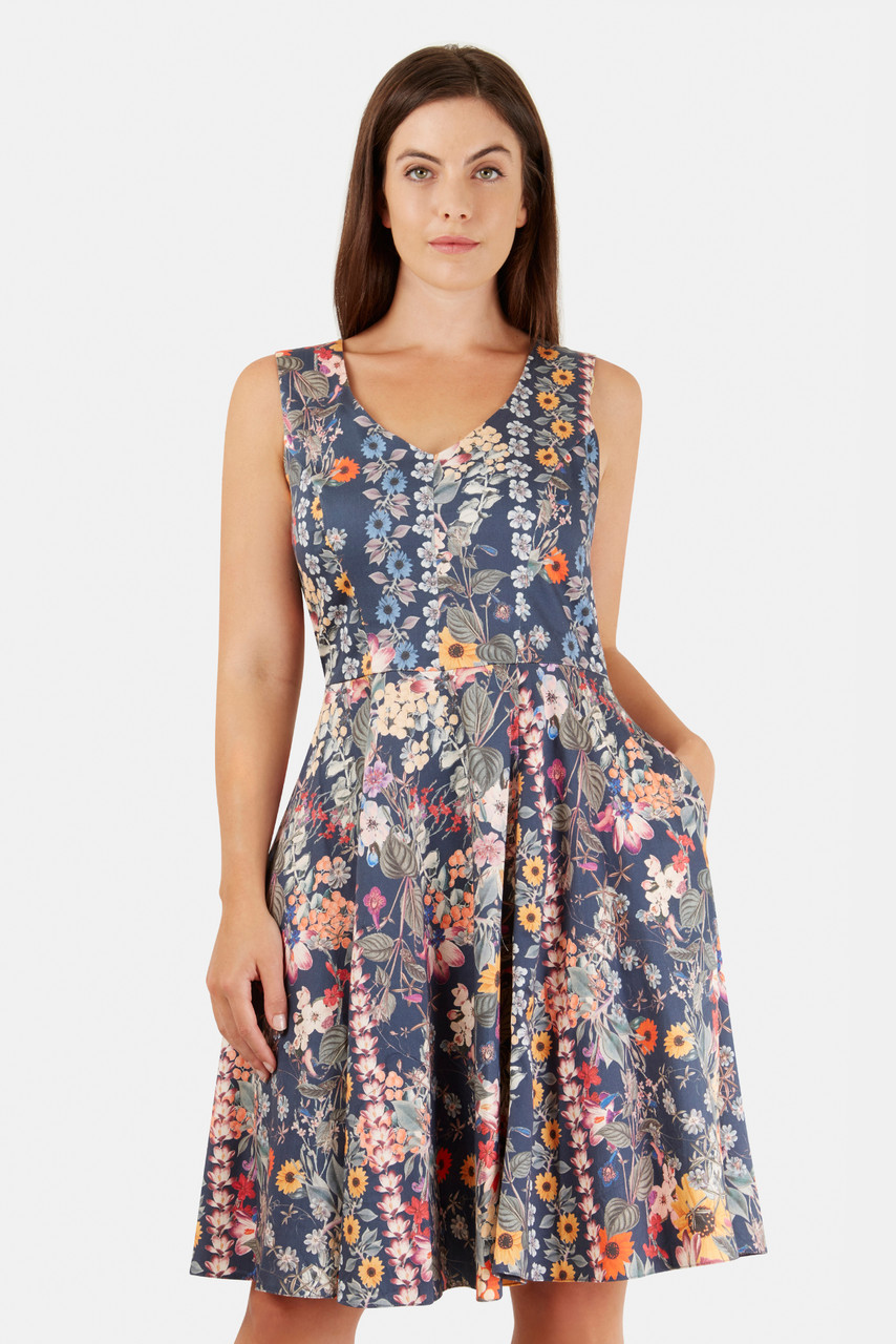 Closet Curves Multi V Neck Floral Print Dress