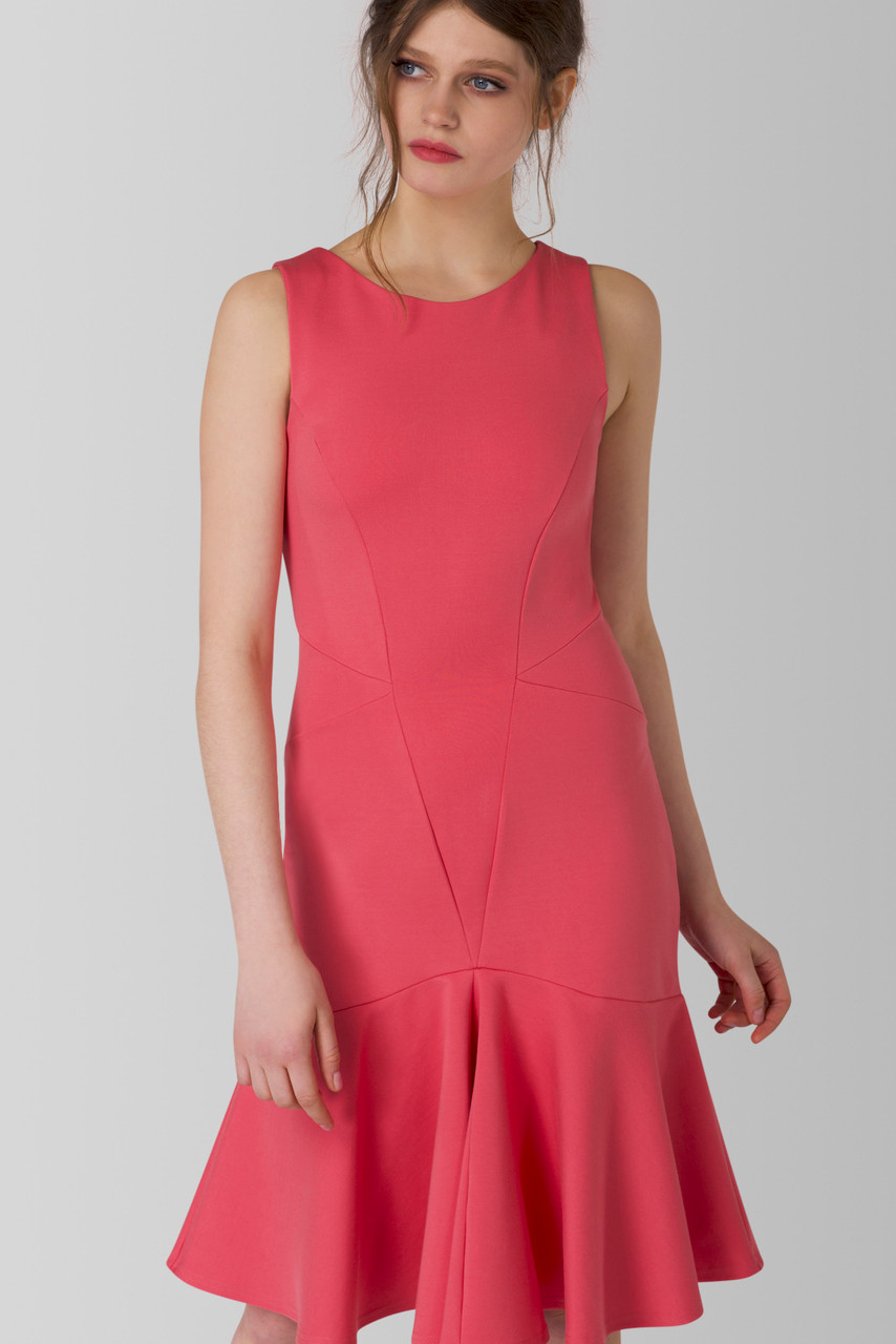 Pink Panelled Sleeveless Dress with Pep Hem