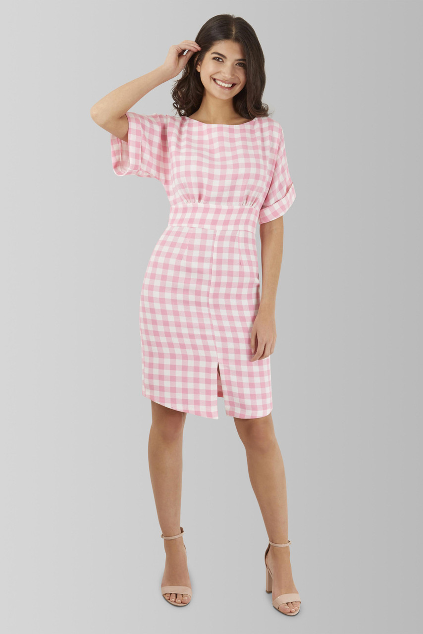 Closet London Pink Check Kimono Sleeve Dress