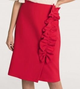 Closet London Red Asymmetric Frill Skirt