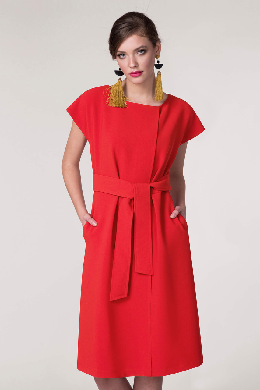 Closet London Red Wrap Kimono Dress