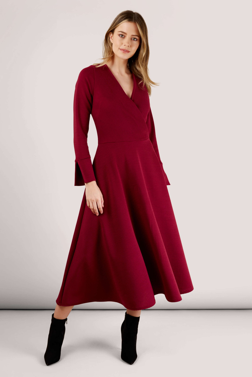 Closet London Red Long Sleeve Wrap Dress