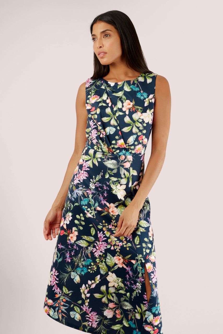 Closet London Navy Multi Floral A-Line Dress