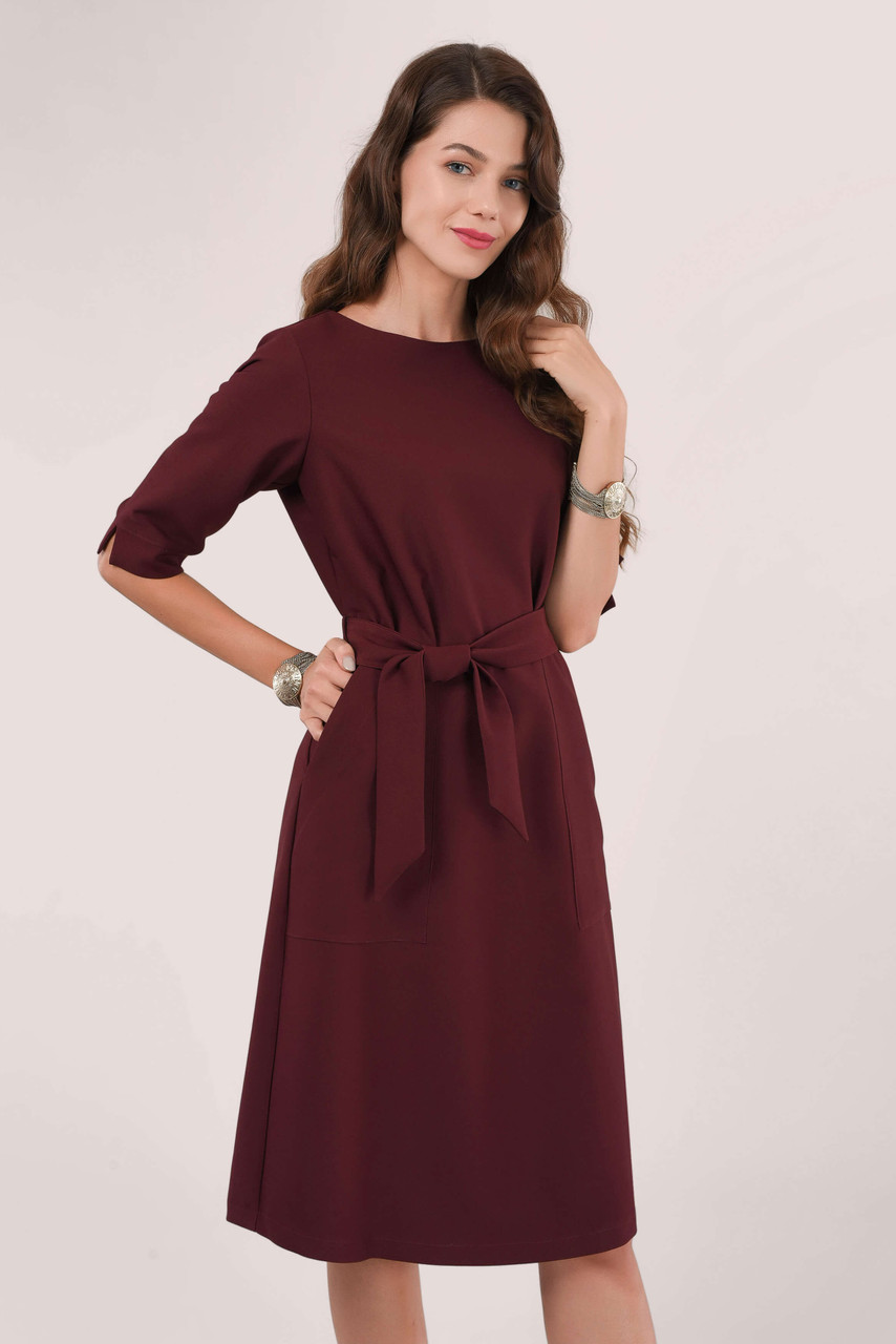 Maroon Front Tie Tunic Dress