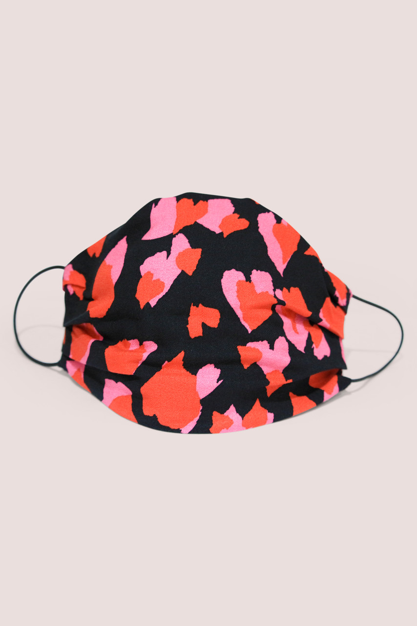 Closet London Black Red Heart Double Layer Fabric Face Mask