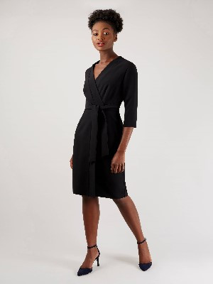 Closet 3/4 Sleeve Tie Up Wrap Dress