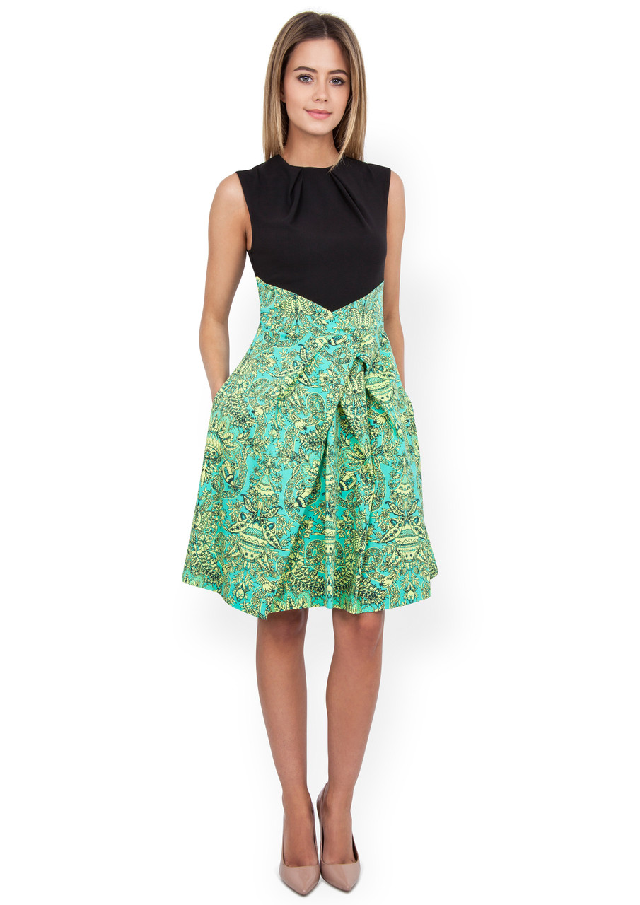 Closet London Green Print Skirt Dress