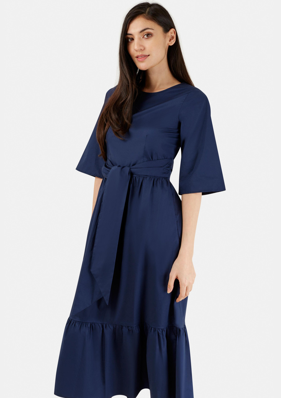 Closet London Tie Front Gathered Hem Midi Dress