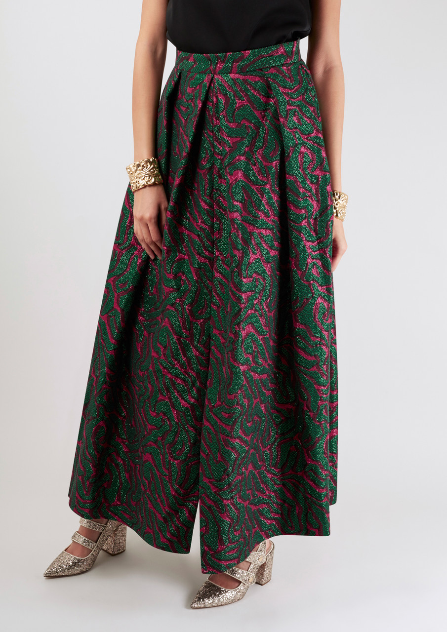 Closet London Green Pleated Full Length Skirt