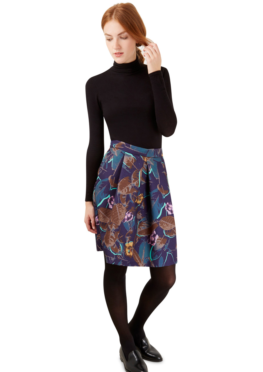 Closet Floral Box Pleat Skirt