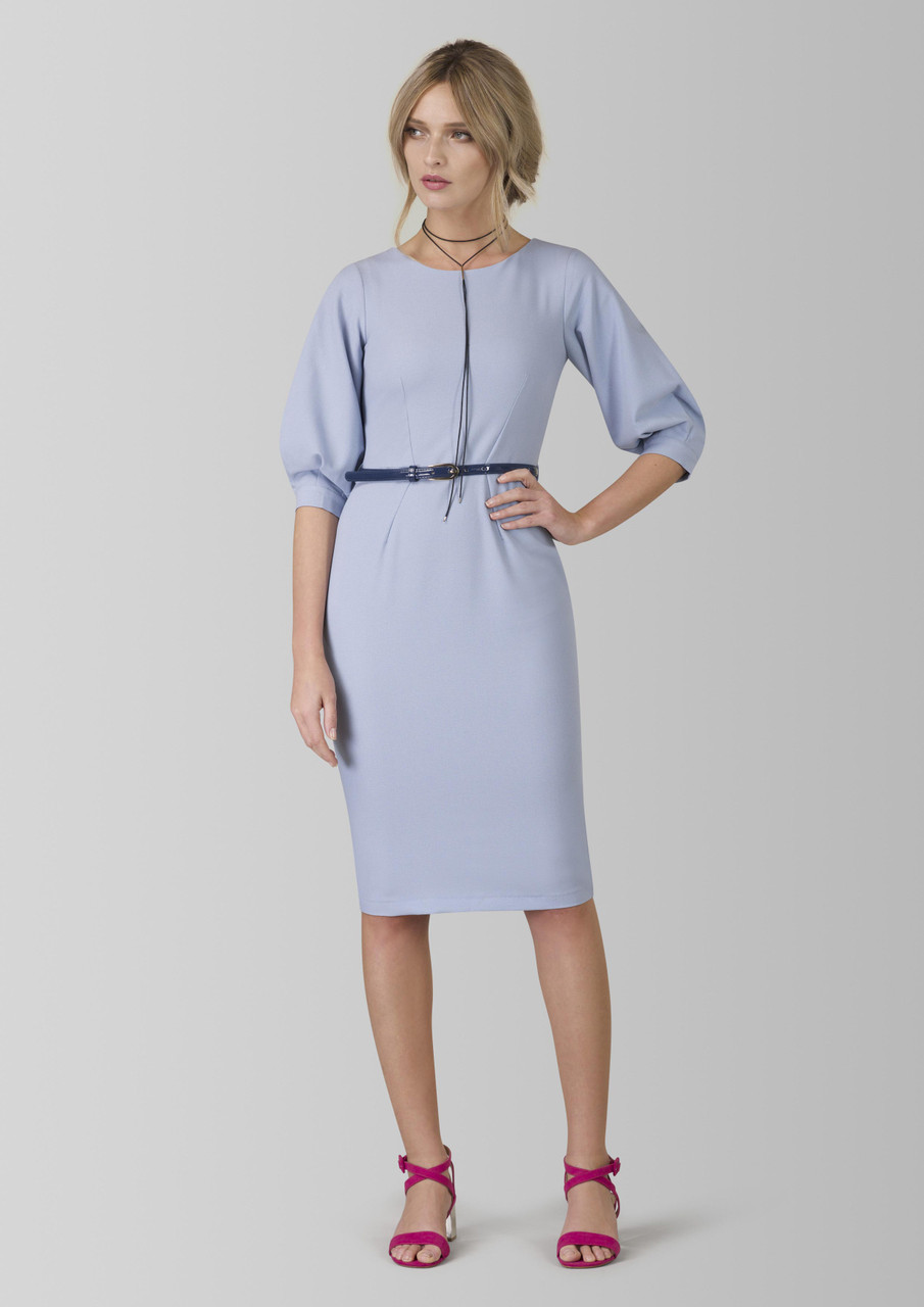 Closet London Blue Pleated Sleeve Pencil Dress