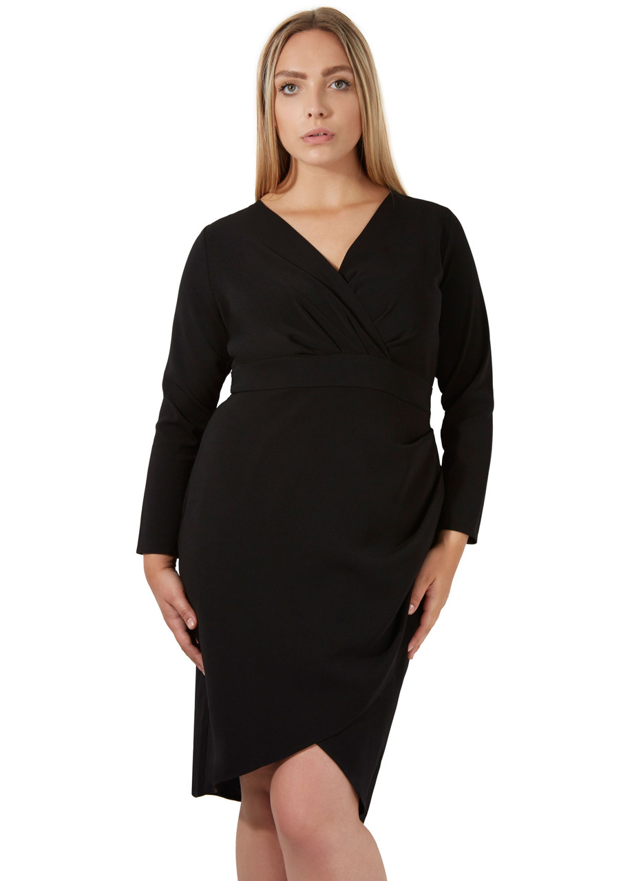 Closet London Curve Black Tie Back Pencil dress