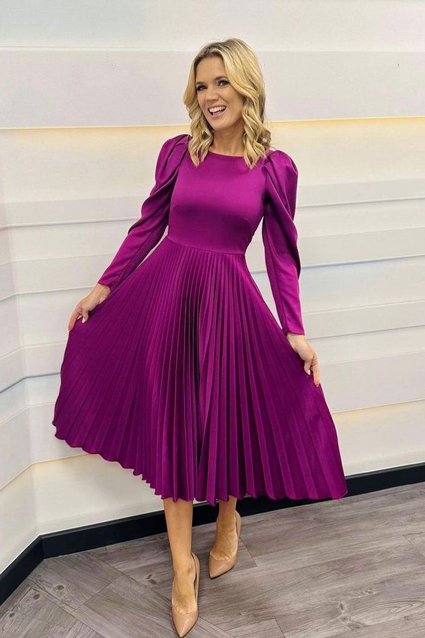 Closet London Magenta Purple Pleated Midi Dress