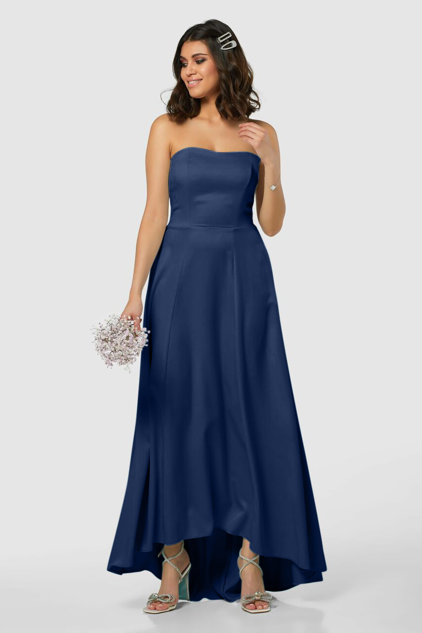 Closet London Navy Blue Strapless Maxi Dress