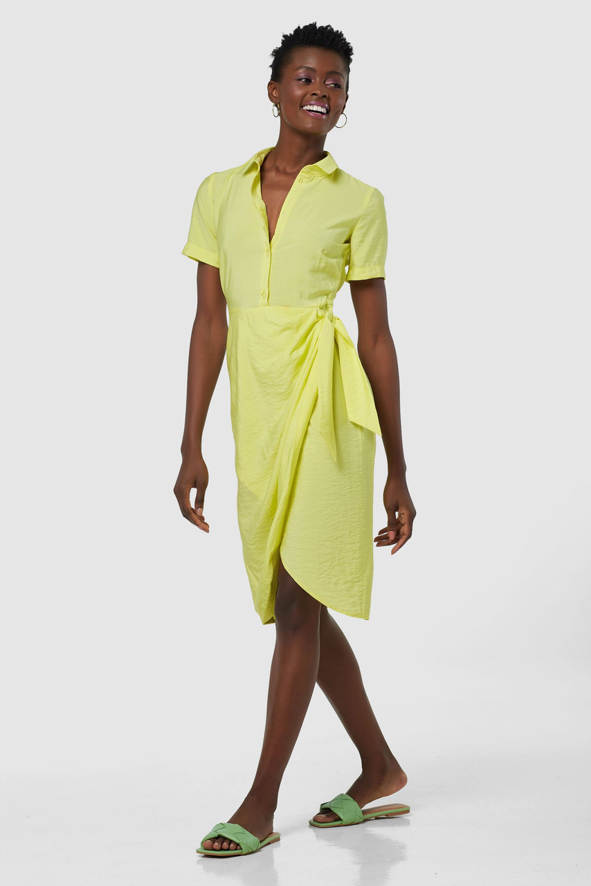 Closet London Lemon Yellow Shirt Wrap Dress