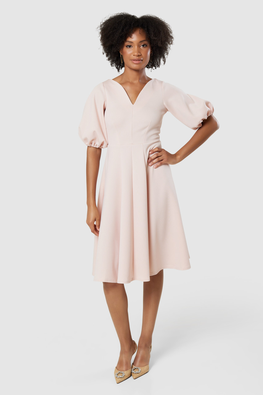 Closet London Blush Pink Puff Sleeve Dress