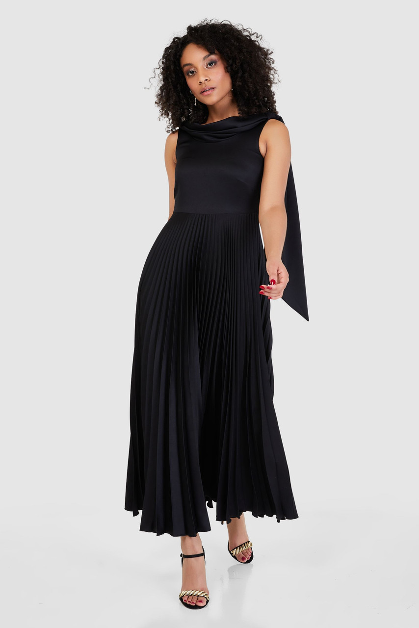 Closet London Black Draped Neck Maxi Dress