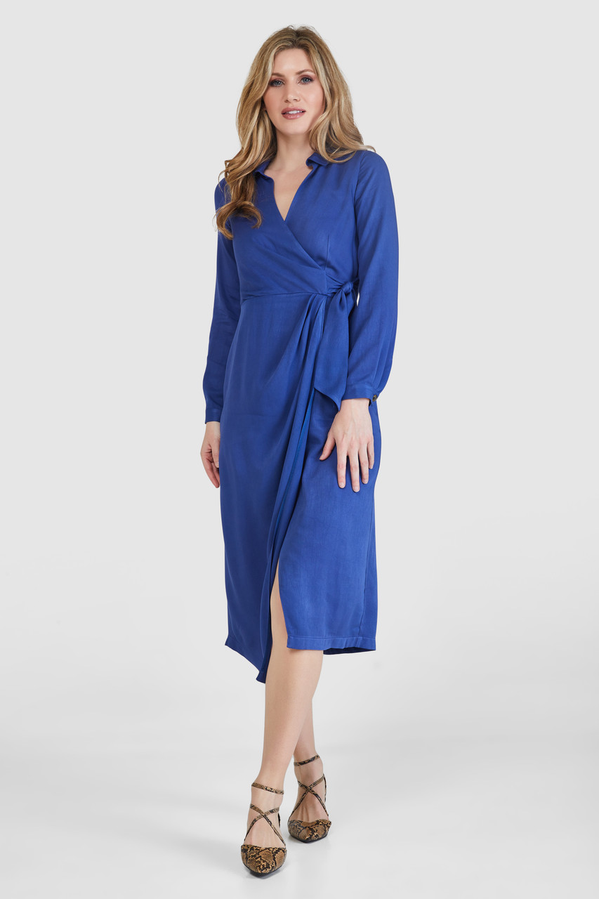 Closet London Blue Shirt Wrap Dress