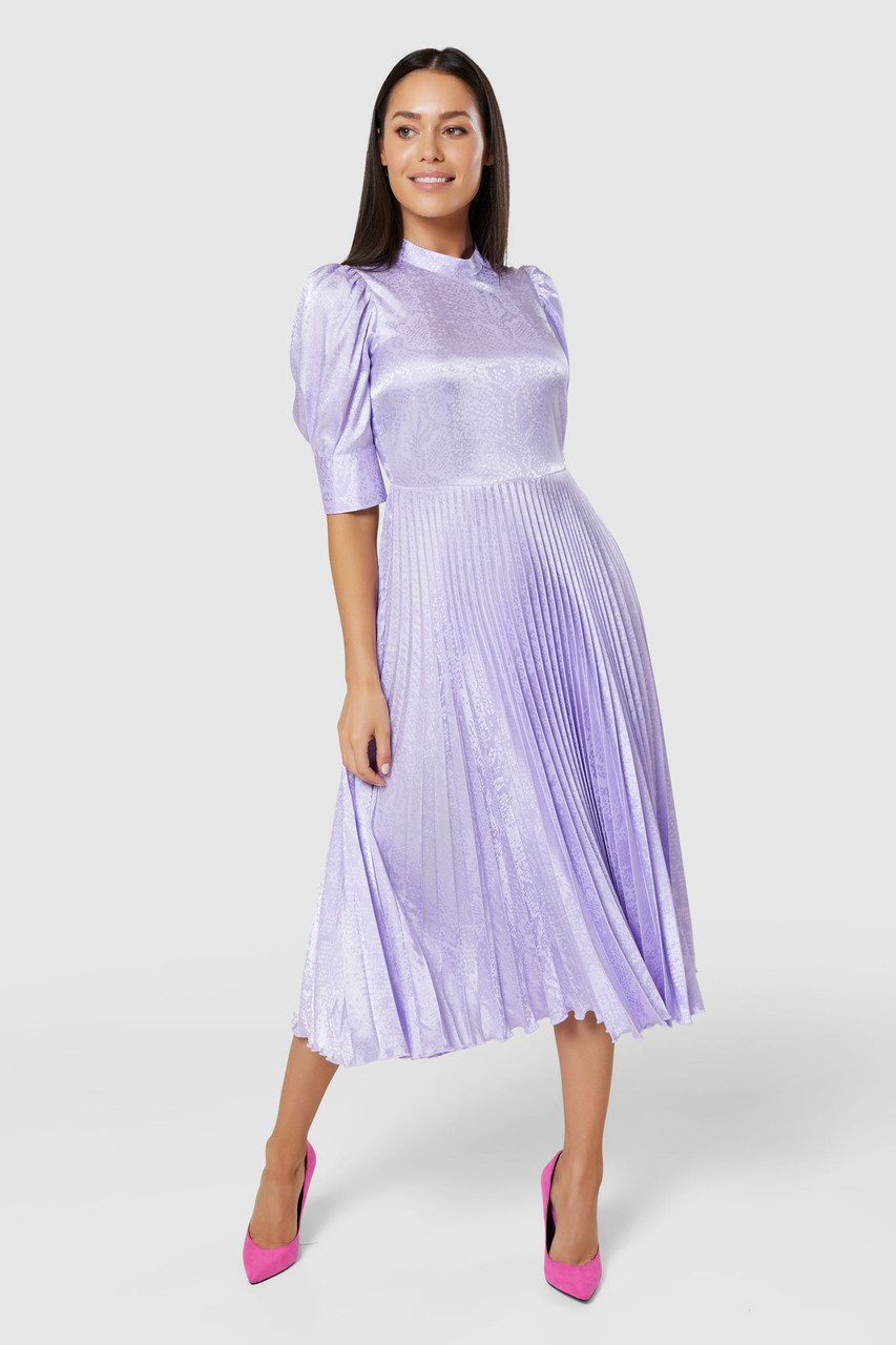 Closet London Lilac Purple Jacquard Pleated Midi Dress