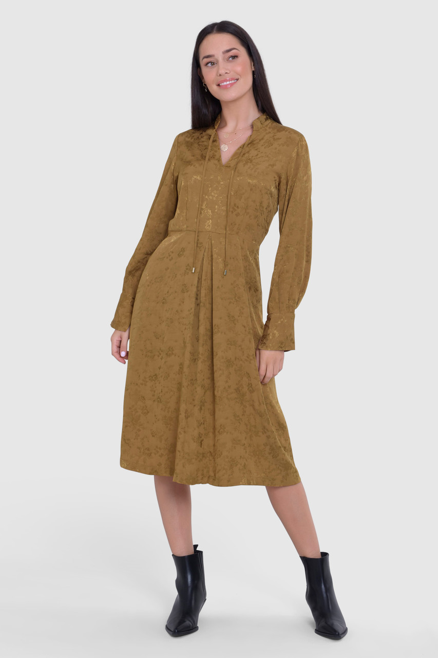 Closet London Bronze Floral Jacquard A-Line Midi Dress