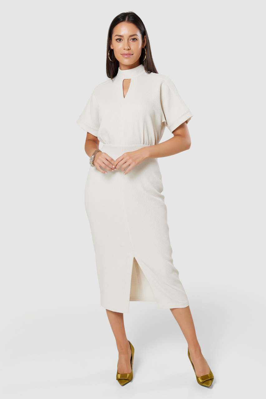 Closet London Ecru Beige Kimono Pencil Midi Dress