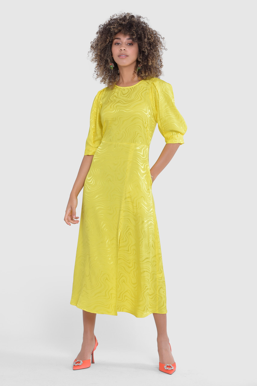 Closet London Yellow A-Line Midi Dress