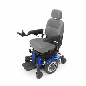 Invacare TDX SP2 Heavy-duty power wheelchair with a modern matte-blue frame, featuring a premium captain’s seat with ergonomic cushioning and padded armrests. Joystick controller mounted on the right armrest offers precise drive control, while large rear drive wheels and compact caster wheels ensure maneuverability. Dual footrests provide stability for users with limited mobility Invacare TDX SP2 Heavy-duty power wheelchair with a modern matte-blue frame, featuring a premium captain’s seat with ergonomic cushioning and padded armrests. Joystick controller mounted on the right armrest offers precise drive control, while large rear drive wheels and compact caster wheels ensure maneuverability. Dual footrests provide stability for users with limited mobility