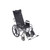 A black, folding wheelchair with a reclining backrest, padded footrests, and chrome metal frame shown in semi-recline on a white background. A black, folding wheelchair with a reclining backrest, padded footrests, and chrome metal frame shown in semi-recline on a white background.