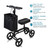 An adjustable black Core Knee Walker with a cushioned seat and storage bag, featuring smooth-gliding wheels and easy-to-use hand brakes. An adjustable black Core Knee Walker with a cushioned seat and storage bag, featuring smooth-gliding wheels and easy-to-use hand brakes.