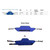 Image showing a blue standing support sling with size specifications and weight capacity for two models: One-Size and XL. Image showing a blue standing support sling with size specifications and weight capacity for two models: One-Size and XL.