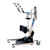A medical lift designed for patient mobility, featuring handlebars, foot support, and wheels for easy maneuverability.