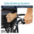 Close-up comparison of two wheelchair brake types labeled as “Manual Brakes” and “Caregiver Brakes” under the heading Safe Braking System. Close-up comparison of two wheelchair brake types labeled as “Manual Brakes” and “Caregiver Brakes” under the heading Safe Braking System.