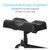 Close-up of a black contoured knee cushion designed for the Vive Knee Walker. The cushion is shaped to fit the natural curve of the leg, mounted on a support platform. Text overlay reads: 'Contoured Knee Cushion – Conforms to the natural shape of your leg. Close-up of a black contoured knee cushion designed for the Vive Knee Walker. The cushion is shaped to fit the natural curve of the leg, mounted on a support platform. Text overlay reads: 'Contoured Knee Cushion – Conforms to the natural shape of your leg.