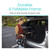 A person placing the folded Vive Knee Walker into the trunk of a car, highlighting its compact, portable frame with four wheels and a padded knee rest. Text overlay reads: 'Durable & Foldable Frame – Fits in the trunk of your car. A person placing the folded Vive Knee Walker into the trunk of a car, highlighting its compact, portable frame with four wheels and a padded knee rest. Text overlay reads: 'Durable & Foldable Frame – Fits in the trunk of your car.