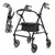 A black Vive Core Rollator with a padded seat and storage pouch, shown upright next to a folded version for easy transport. A black Vive Core Rollator with a padded seat and storage pouch, shown upright next to a folded version for easy transport.