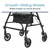 Close-up of a easy-glide rollator showcasing its smooth-gliding wheels, designed for easy maneuverability and comfort. Close-up of a easy-glide rollator showcasing its smooth-gliding wheels, designed for easy maneuverability and comfort.