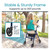 A woman using a Vive Health rollator walker outdoors, featuring smooth 6" wheels and a sturdy frame that supports up to 300 pounds. A woman using a Vive Health rollator walker outdoors, featuring smooth 6" wheels and a sturdy frame that supports up to 300 pounds.