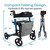 Vive Health Foldable Rollator Series T shown in its open and folded configurations, highlighting its tall handle height (35"–40"), wide seat, and compact 11" folded width for easy storage. Vive Health Foldable Rollator Series T shown in its open and folded configurations, highlighting its tall handle height (35"–40"), wide seat, and compact 11" folded width for easy storage.