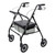 Black bariatric rollator with four wheels, wide padded seat, backrest, and under-seat storage bin. Designed for users up to 500 lbs. Black bariatric rollator with four wheels, wide padded seat, backrest, and under-seat storage bin. Designed for users up to 500 lbs.