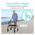Adjustable-height Bariatric Rollator from Vive Mobility with four wheels on boardwalk near water. Fits users 5' to 6'3" with 34–38" height range. Adjustable-height Bariatric Rollator from Vive Mobility with four wheels on boardwalk near water. Fits users 5' to 6'3" with 34–38" height range.