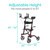 Vive Upright Walker Rollator with height adjustability (45″–52″); fits users 5′–6′1″, features ergonomic hand brakes and four wheels. Vive Upright Walker Rollator with height adjustability (45″–52″); fits users 5′–6′1″, features ergonomic hand brakes and four wheels.