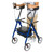 Person standing behind Vive Mobility tall heavy-duty upright rollator walker; features ergonomic brakes, padded seat, forearm supports, and four-wheel design. Person standing behind Vive Mobility tall heavy-duty upright rollator walker; features ergonomic brakes, padded seat, forearm supports, and four-wheel design.
