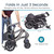 Folded Vive Airframe electric wheelchair shown in compact position for travel, highlighting 42 lb lightweight design, 3-second fold time, and TSA-approved lithium battery for easy transport and storage. Folded Vive Airframe electric wheelchair shown in compact position for travel, highlighting 42 lb lightweight design, 3-second fold time, and TSA-approved lithium battery for easy transport and storage.