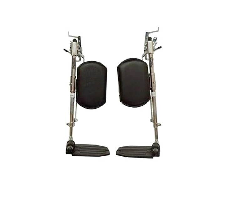 Invacare Swing-Away Hemi Smartleg® Articulating Legrests with Aluminum Footplates and Padded Calf Pads (Front View)