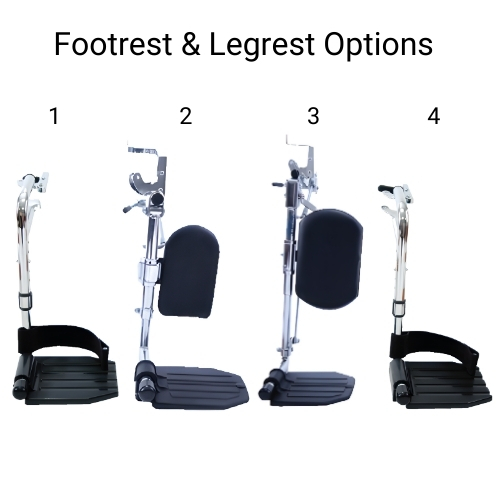 Footrest and Legrest options for Invacare 9000 XT wheelchair