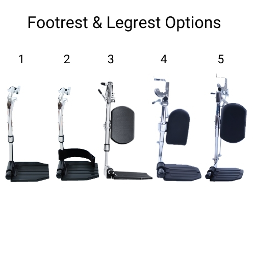 Footrest and Legrest options for Invacare 9000 SL wheelchair