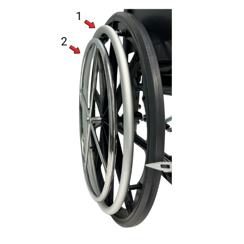 Dual handrim on Invacare 9000 XT traditional one-arm drive wheelchair